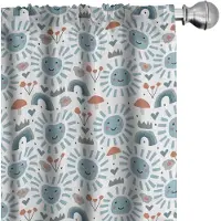Abakuhaus Kinder gordijnen – 2x75x225 cm – halfdonkerend – Licht azuurblauw & koraal