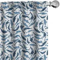 Abakuhaus Walvissen gordijnen – 2-delige set 75x245 cm – microvezel wit/nachtblauw