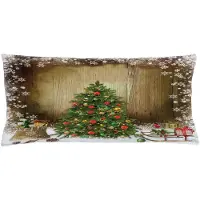 Abakuhaus – Pine Tree presenteert Kussenhoes 90x40 cm – Dubbelzijdig bedrukt, rits, bruin-groen