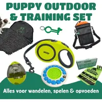 Mister Mill Puppy Outdoor & Training Set – Puppy Starter Set – Honden Training Set – Rollijn S – Trainings Tasje – Honden Puzzel – Snackbal – Poepzakjes + Houder – Puppy Accessoires Set