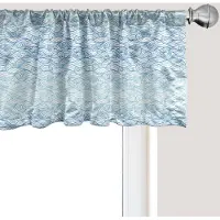Abakuhaus Wave raamvalletje, gordijnvalletje voor keuken en slaapkamer met tunnelzoom, 137 cm x 45 cm, donker turkoois wit