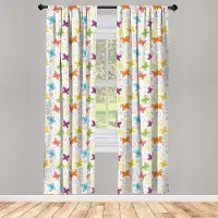 Abakuhaus Vlinderraamgordijnen – Meerkleurig 2-delige set – 75x175 cm – Roedezak