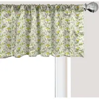 Abakuhaus Botanische raamvalance, gordijnvalance voor keuken en slaapkamer met tunnelzoom, 137 cm x 45 cm, limoengroen geel en beige