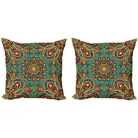 Abakuhaus Mandala kussenhoesenset – 2x50x50 cm – Dubbelzijdig bedrukt – Microvezel Teal Indigo Rubin