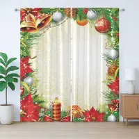 Abakuhaus Rustiek Nieuwjaarsgordijn, Abstracte Kerstboom, Geplooid Gordijn voor de Slaapkamer met Lussen en Haken, 280 x 225 cm, Multicolor