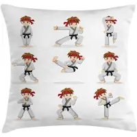 Abakuhaus Karate-kussenhoes – 50x50 cm – Beige/vermiljoen, dubbelzijdig bedrukt