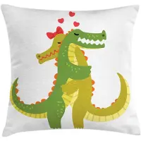 Abakuhaus Krokodil Kussenhoes – Beidezijdig bedrukt – 50x50 cm – Khaki Lindgroen