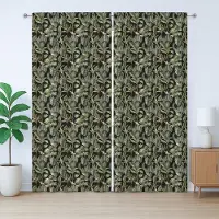 Abakuhaus Rustiek gordijn met jungle- en bananenbladeren, palm- en bananenplanten, met lussen en haken , 280 x 260 cm, Coca-Cola grijs meerkleurig