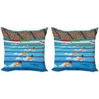 Abakuhaus Olympia Kussenhoezen Set – 2x 45x45 cm – Dubbelzijdig bedrukt – Rits