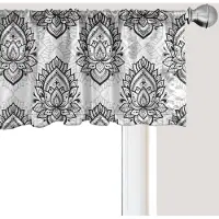 Abakuhaus Etnische raamvalance, Gordijnvalance voor keuken en slaapkamer met tunnelzoom, 137 cm x 30 cm, Wit en Donkergrijs