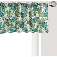 Abakuhaus Vintage Botanische Raamvalance, Gordijnvalance voor Keuken en Slaapkamer met Tunnelzoom, 137 cm x 45 cm, Lichtgroen Donker Zeegroen
