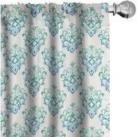 Abakuhaus Oriëntaalse gordijnen – damast 2x75x175 cm – diepblauw en zeeschuimkleur