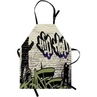 Abakuhaus Hip-hop kookschort, underground-hiphop graffiti-kunst op gebouwen en muren, grunge-achtergrond bedrukt, kleurvaste digitale afdruk, in hoogte verstelbaar, wasbaar, meerkleurig