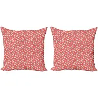Abakuhaus Kussenhoes Set 2x50x50 cm – Dubbelzijdig bedrukt – Rits – Donkerkoraal/Grijs