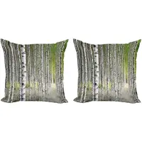 Abakuhaus Birke decoratiekussen – kussenhoes 2-delige set – 45x45 cm – Groen/Grijs/Zwart