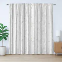 Abakuhaus Rustiek grijs en wit gordijn, berkenhout, met lussen en haken voor de woonkamer, 280 x 245 cm, lichtgrijs wit