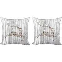 Abakuhaus Hert-Decoratiekussen – Kussenhoes 60x60 cm – 2-pack – Dubbelzijdig – Lichtgrijs