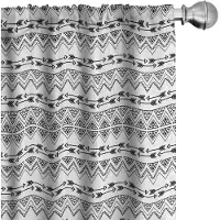 Abakuhaus Stammesgordijnen – Geometrische Zigzag – 2x75x225 cm – Antraciet/Wit