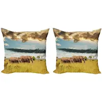 Abakuhaus Safari Kussenhoes – 2x40x40 cm – Dubbelzijdig bedrukt – Microvezel