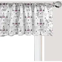 Abakuhaus Eenhoorn raamvalletje, gordijnvalletje voor keuken en slaapkamer met tunnelzoom, 137 cm x 45 cm, wit zwart paars
