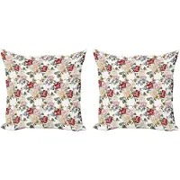 Abakuhaus Shabby Flora Kussenhoes Set (2 stuks), Lila Rozen, 40 cm, Lichtroze Crème