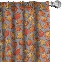 Abakuhaus Herfst Voorhangen – 2x75x245 cm – microvezel – halfdonker – taupegrijs & vermiljoen