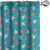 Abakuhaus Nautische Gordijnen – 2x75x225 cm, koraal/teal, microvezel