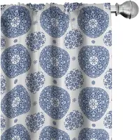 Abakuhaus Vintage Gordijnen – Geometrisch patroon – 2x75x245 cm – Blauw-Wit Microvezel