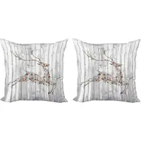 Abakuhaus Decoratieve kussenhoes met hertenmotief, 2 stuks, Kerstthema, Rustiek, Modern, Dubbelzijdig digitaal bedrukt, 45x45 cm, Lichtgrijs
