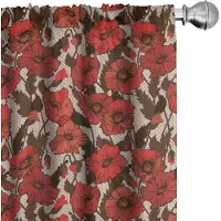 Abakuhaus Botanisch Gordijnset – Mohnbloemen, 2x75x245 cm, Vermilion