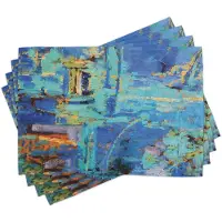 Abakuhaus Kunst-placematten, kunstige olieverfschilderijvlekken, antislip, wasbaar, tafeldecoratie voor eetkamer en keuken, veelkleurig