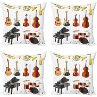 Abakuhaus Muziek Kussenhoes-Set – 4x60x60 cm – Dubbelzijdige Digitaaldruk – Multicolor