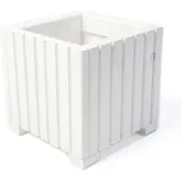 BOGATECO Houten bloembak | Plantenbak | Bloempot 25 x 25 x 25 cm | Kruidenpot | Bloempot met kunststof inzetstuk | Waterdicht | Wit