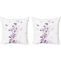 Abakuhaus Paarse decoratieve kussenhoes, 2 stuks, violette bloemen, moderne accenten, 45x45 cm, pruimwit