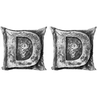 Abakuhaus Kussenhoezen Set met letter D – 2×45×45 cm, dubbelzijdig bedrukt, microvezel, zwart-grijs