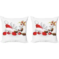 Abakuhaus Kussenhoezen Set – 2x50x50 cm – Dubbelzijdig bedrukt – Mikrofaser Vermiljoen Wit