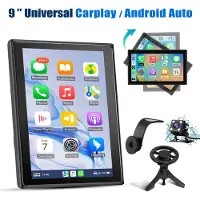 Hexinex Autoradio 9 inch draadloze Carplay Android Auto magnetische houder, 360 graden draaibaar, 1280*720P, AUX-poort