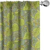 Abakuhaus – Bloemen gordijnen – 2×75×245 cm – Microvezel – Halfschaduw – Groen-Geel-Groen