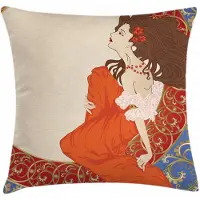 Abakuhaus Art Nouveau Kussenhoes – 60x60 cm – Dubbelzijdig bedrukt, Rits, rood-oranje