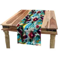 Abakuhaus Abstracte Kunst Tafelrunner – Blauw, veelkleurig, 40×225 cm, Polyester, Wasbaar op 40°C