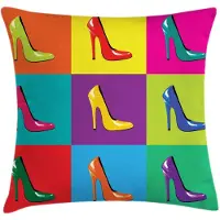 Abakuhaus Hoge Hakken Kussenhoes – Omkeerbaar bedrukt – 40×40 cm – geel-groen-blauw