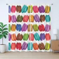 Abakuhaus Kleurrijk rustiek gordijn, café-koekjesdesign, slaapkamergordijn met plooien, lussen en haken, 280 x 225 cm, bruin, paars, rood