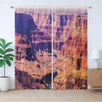 Abakuhaus Amerikaans rustiek gordijn, Grand Canyon-uitzicht, VS, slaapkamergordijn met lussen en haken, 280 x 260 cm, bruin