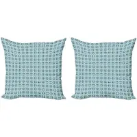 Abakuhaus Kussenhoes Set – 2x45x45 cm – Dubbelzijdig bedrukt – Rits – Turkoois