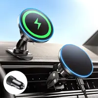 Crrynuo - 15W Magnetische Telefoonhouder - Draadloze Snellaadfunctie - Autonavigatie - Zwart - Stabil - Geschikt Voor IPhone 12-16