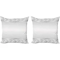 Abakuhaus Retro Kussensloopset (2 stuks), Klassiek Bruidsbloemenmotief, 60 cm, Wit en Grijs