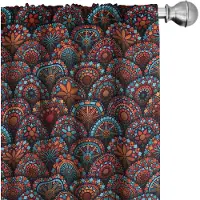 Abakuhaus Mandala Gardijnen – 2x75x225 cm – Mikrofaser, halfdonker, Scarlet Orange/Blauw