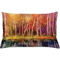 Abakuhaus Bos-kussenhoes – Herfstbomen aan het meer – 65x40 cm – Paars