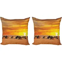 Abakuhaus Afrikaanse kussenhoes set (2 stuks), liggend, 45 cm, oranje