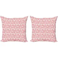 Abakuhaus Kersenbloesem Kussenhoezen Set – 2x50x50 cm – Dubbelzijdig bedrukt – Rits – Coral Wit